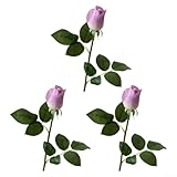 Künstlicher Rosenstrauß, 3 Stück, mit Seidenstoff für realistisches Blumendesign und pflegeleichte Heimdekorationsnutzung (lila)
