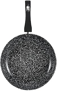 Black Granite Marble Coated Non Stick Frying Pan for Gas, Electric & Induction Hob (28 cm Granite)