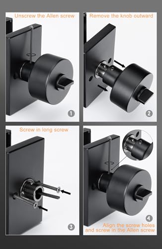 Goldenwarm Keyed Alike Black Door Knob With Deadbolt, Square Contemporary Matte Black Exterior Door Lock Set With Deadbolt thumb #5