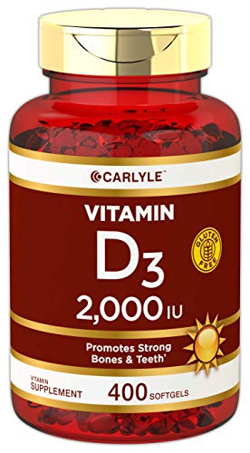 Vitamin D3 2000 IU Softgels | 400 Count | Non-GMO, Gluten Free Supplement | by Carlyle