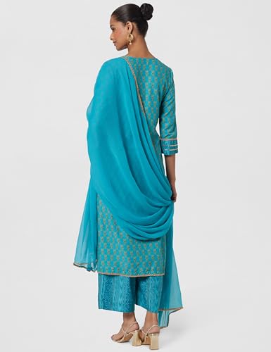 Image of BIBA Women Art Silk Straight Kurta Palazzo Suit Set