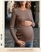 Sweetyweee 4 Pack Womens Maternity Shirts Ribbed Knit Long Sleeve Pregnancy Tops Casual Crew Neck Basic Tunic Shirts(Apricot, Khaki, Coffee, Black,Large)