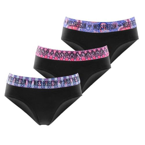 Culotte Fille Coton, Culottes et Slips Enfant, Fleurs, Confortable et Stretch (Lot de 3), Noir...