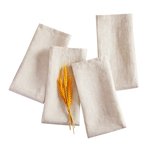 Cussiou Linen Napkins Cloth Dinner Napkins Set Of 4 –Natural, 20 X 20 Inch – 100% Pure Linen Dinner Napkins Washable French Flax For Spring, Dining Table, Buffet Parties And Camping, Kitchen, Holiday #TOP12