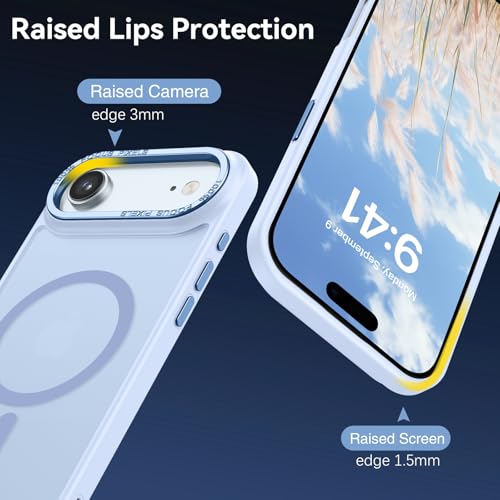 Image of YINLAI for iPhone Air Case 6.5-inch,Magnetic Compatible with MagSafe, Slim Matte Anti-Fingerprint, Shockproof Full Body Military Grade Protection for iPhone Air Cover, Light Blue