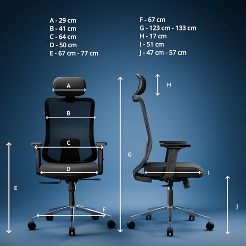 Image of Vergo Core Pro Ergonomic Mesh Office Chair, High Back, Lumbar Support, 3D Adjustable Armrests, Seat Slider, Multi Tilt-Lock Recline, Metal Base, WFH /Study /Home /Desk Chair (Black Grey)