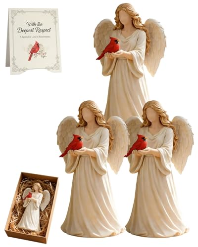 Estatua decorativa de ángel y cardenal artesanal 6 in