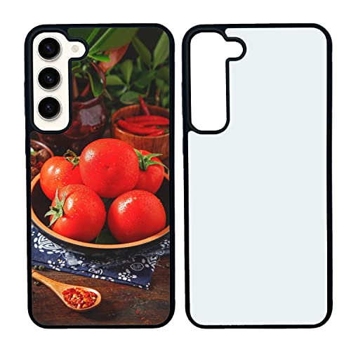 JUSTRY 5PCS Sublimation Blank Phone Case Bulk Covers Compatible with Samsung Galaxy S23 5G,Easy to Sublimate DIY 2 in 1 2D Case Soft Rubber Printable Cover + Aluminum Insert Glitter Wholesale Pack