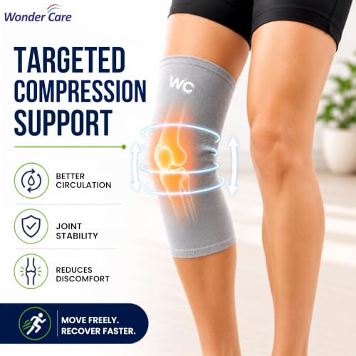 Image of Wonder Care 2-Pack Bamboo Knee Compression Sleeve for Men and Women, Compression Knee Sleeve for Running, Volleyball, Gym Weightlifting Made from Bamboo Yarn, Perfect Knee Brace for Knee Pain and Enhanced Comfort - 1 Pair