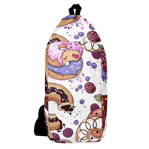 Sac à bandoulière pour voyage léger avec motif original beignets et framboise