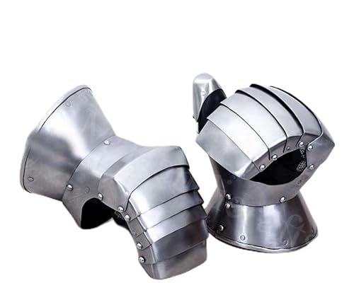 Guantes medievales milaneses armadura de mano acero plateado casco espartano