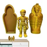 Estatua egipcia, escultura de artefacto de sarcófago impresa en 3D, decoración temática de momia con articulaciones móviles, exhibición coleccionable para , escritorio, escaparate y hogar