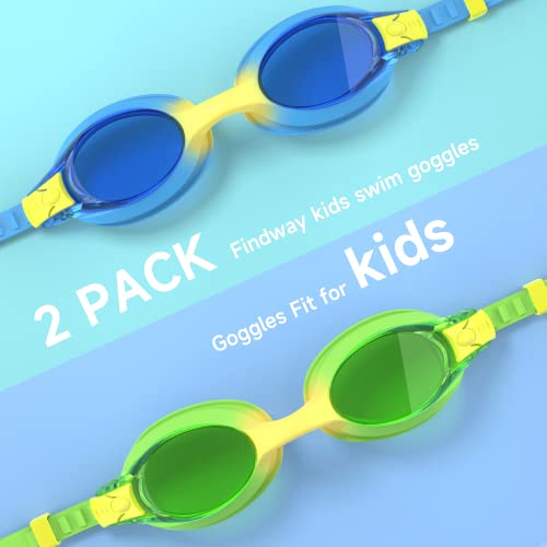 Findway Kids Swim Goggles, 2 Pack Kids Swimming Goggles Anti-Fog No Leaking Girls Boys For Age 3-14 #TOP1