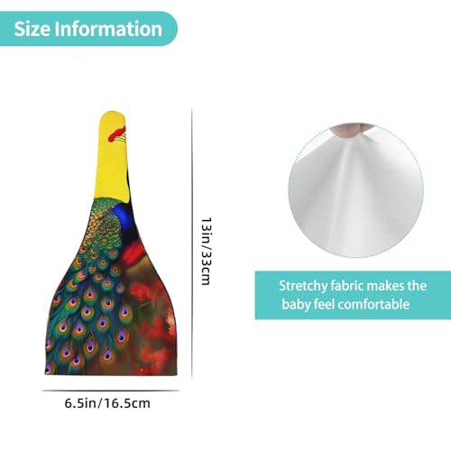 Newborn Baby Hat, Peacock Flowers Print Soft Top Knot Beanie Cap, Cute Baby Headwear for 0-6 Months Black4