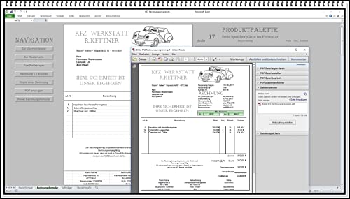 Komfort Rechnungsprogramm für KFZ-Betriebe – Werkstatt Software mit Kundendatenbank, TÜV-Erinnerung, Lagerverwaltung & PDF-Rechnung – Für Kleinunternehmer & Regelbesteuerung