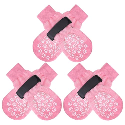 EXPAWLORER 6PCS Anti-Slip Dog Socks to Prevent Licking Paws,Dog Shoes for Hot Pavement,Best Paw Protector Traction Control on Hardwood Floor,Dog Booties for Puppy Small Medium Large Senior Dogs