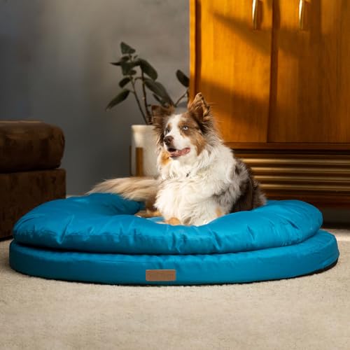 Image of ClevaHome Orthopedic Dog Beds for Extra Large Dogs, 42 inches Ultra-Durable Round Pet Bed with Waterproof, Washable, Removable Cover, Nonslip Bottom (Mosaic Blue)