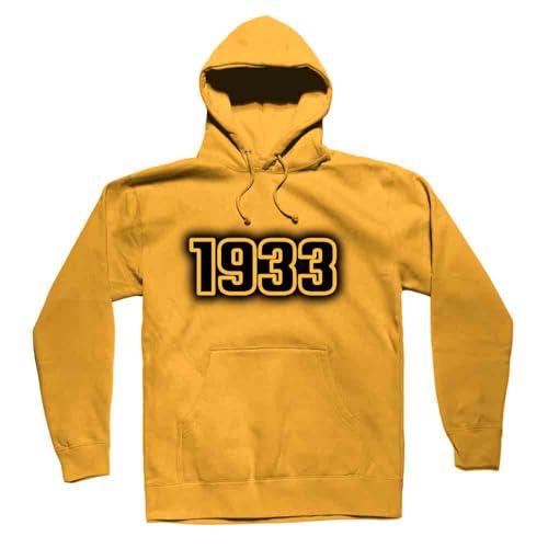 Hoodie unisex 1933 jaune d'or aux finitions haut de gamme