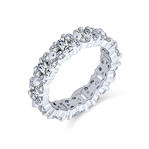 Alliance éternité pour femme en argent sterling 925 et zircone fleur, cadeau d'anniversaire