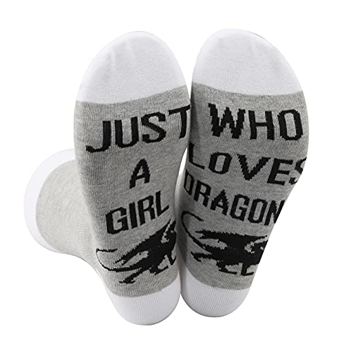 2 Pairs Dragon Socks Animal Lover Gifts Just A Girl Who Loves Dragons Socks (Loves Dragon)