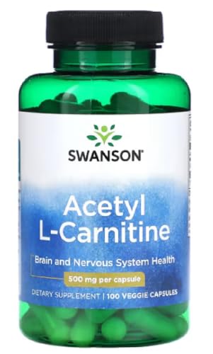Swanson - ACETYL L-CARNITINE 500 mg | Acetil-L-Carnitina | Soporte para la Producción de Energía y Función Cognitiva - 100 Cápsulas