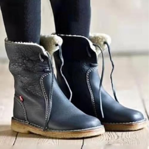 Vintage Buttery-Soft Waterproof Wool Lining Boots Vintage Buttery-Soft Wool Lining Boots PU Leather3