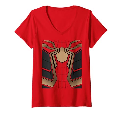 Costume Spider-Man t-shirt femme rouge col V pour vos soirées ciné Marvel