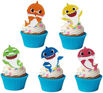 36Pcs Edible Shark Cupcake Topper Cake Topper Wafer Paper Decoration Party…