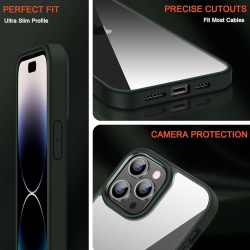 Image of mobistyle iPhone 14 Pro Back Cover, Enhanced Metal Camera Guard Shockproof Back Cover Case for iPhone 14 Pro (Green)