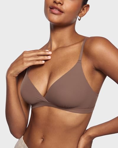 Image of INLYRIC Women's Inbarely Triangle Bralette Comfortable Unlined V Neck Wireless Smoothing Bra Top Stretch