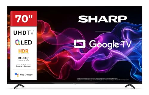 Sharp QLED Fernseher 70 Zoll Google TV - 4K UHD Smart TV mit Dolby Vision HDR, Dolby Atmos, Sound by Harman Kardon, Google Assistant und Triple-Tuner, QLED TV 70HP5765E (2026)