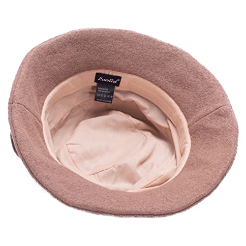 Womens Gatsby 1920s Winter Wool Cap Beret Beanie Cloche Bucket Hat A299 (Camel)
