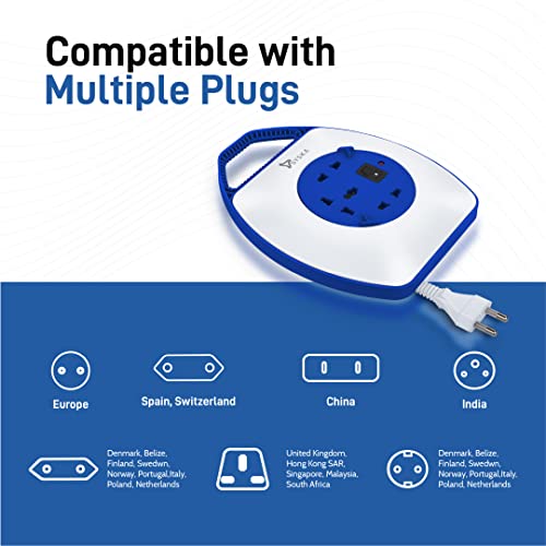 Image of SYSKA SSK-PW-0302A-WB Power Wheel with Surge Protection, Strong ABS Material Body, 4 Meter Long (White-Blue)
