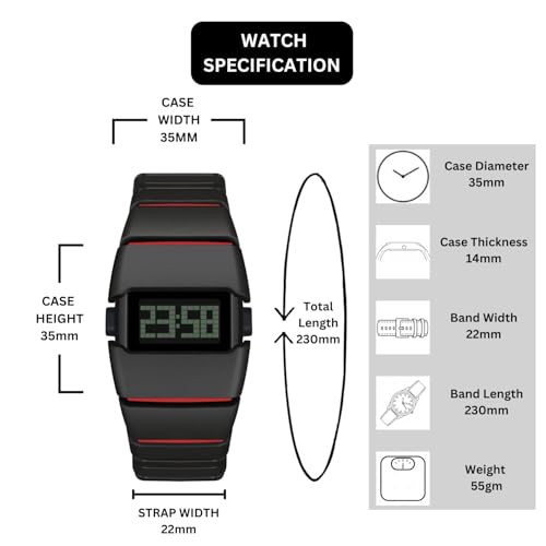 Image of ON TIME OCTUS Unisex Retro Digital Watch | Futuristic Link Strap | LED Display Wristwatch for Men, Women