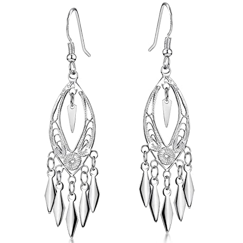 Boucles d'oreilles longues MATERIA en argent 925 style oriental pour femme