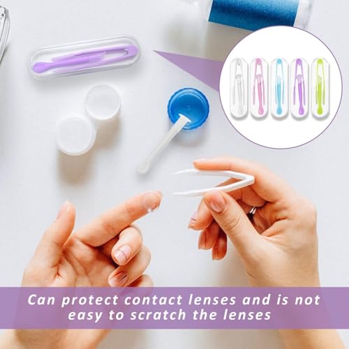 SOGHO 5 Stück Kontaktlinsen Pinzetten,Kontaktlinsen Pinzette,Kunststoff Kontaktlinsen Remover,Kontaktlinsen Entfernen,Kontaktlinsen Einsetzhilfe,Kontaktlinsen Hilfe,Für Reisen Haushalt