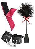 Fluffy Handcuffs Adjustable Satin Eye Mask Adjustable Satin Blindfold Soft Adult Feather Tickler
