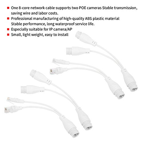 Set de 2 Adaptadores POE Splitter Separator Cable, Inyector Resistente a la Lluvia Compatible IEEE802.3af para Cámaras IP y AP con Cable Cat5/5e/6 miniatura 5