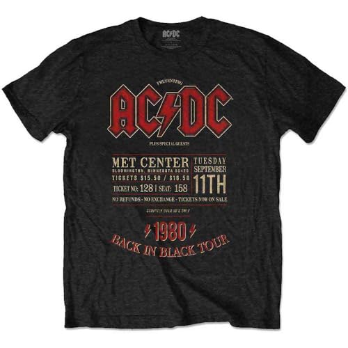 Ac/Dc Minnesota '80 Official Tee T-Shirt Mens Unisex (X-Large) Black