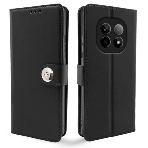 Image of Pikkme Flip Cover Leather Finish | Inside TPU with Card Pockets | Wallet Stand and Shock Proof | Complete Protection Button Flip Case for Realme P2 Pro 5G (Black)