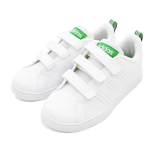 ［アディダス］ VALCLEAN バルクリーン キッズ ジュニア スニーカー シューズ 靴 (18cm, ホワイト/グリーン) ...