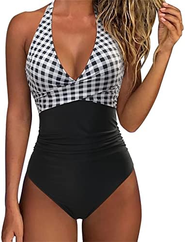 SUUKSESS Women Sexy Tummy Control One Piece Swimsuits Halter Push...