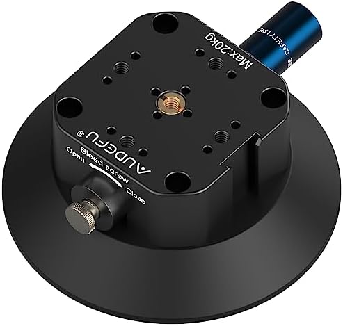 AUDEFU 4.5" Camera Suction Cup Mount,Suction Cup Mount with 1/4" & 3/8" Screws Hole Installed on car Body, Boat, Window or Smooth with Action Cameras, DSLR Cameras