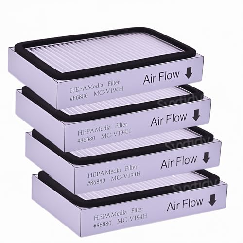Syxtidy HEPA Filter Replacement for Kenmore EF-2, 86880, 20-86880, 40320, 610445, Panasonic MC-V194H, 4 Pack, White