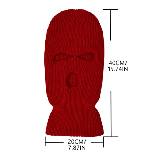 3 Hole Knitted Ski Mask Full Face For Winter Balaclava Face Cover For Outdoor Sports Ski Mask For Men And Women Black #TOP2