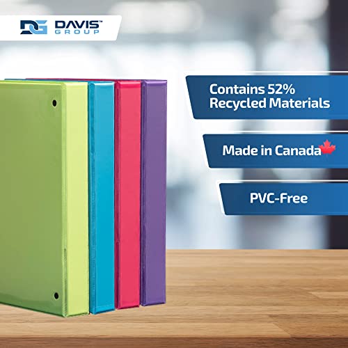 Image of Easyview 3-Ring Binder, 1.5 inch Round Rings, Fashion Colors, 4 Pack | Heavy-duty binder, fits 8.5 inch x 11 inch paper, customizable clear-view cover, made in Canada, ideal for school or office use