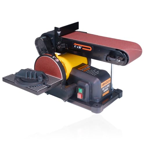Image of Homdum 6-Inch Electric Belt & Disc Sander | 500W Bench Grinder Polisher | 2980RPM Metal Sanding Machine | Multipurpose Grinding Tool for Wood, Metal, Workshop & DIY