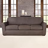SureFit Ultimate Stretch Leather 4 PC Sofa Slipcover in Weathered Saddle