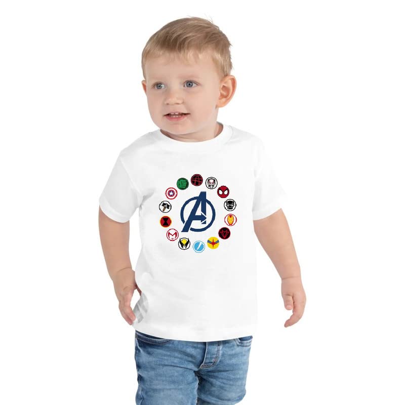 Image of Superhero Cartoon Character White Cotton Round Neck Half Sleeve Unisex Kid T-Shirt