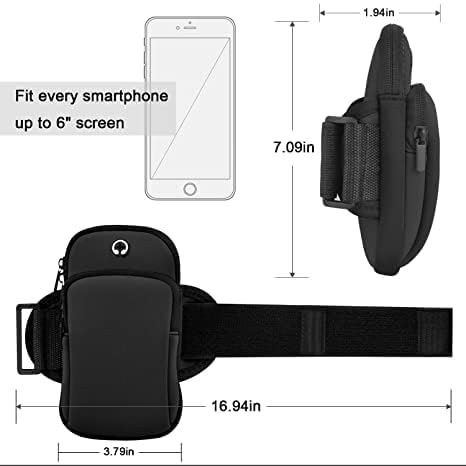 Image of AR-61 Universal Armband for Running Water Resistant Washable Mobile Holder Arm Bag for Fitness Gym Outdoor Sports, Armband for All Smart Phones - Deep Black